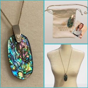 Kendra Scott Gold Inez Long Pendant Necklace in Abalone Shell